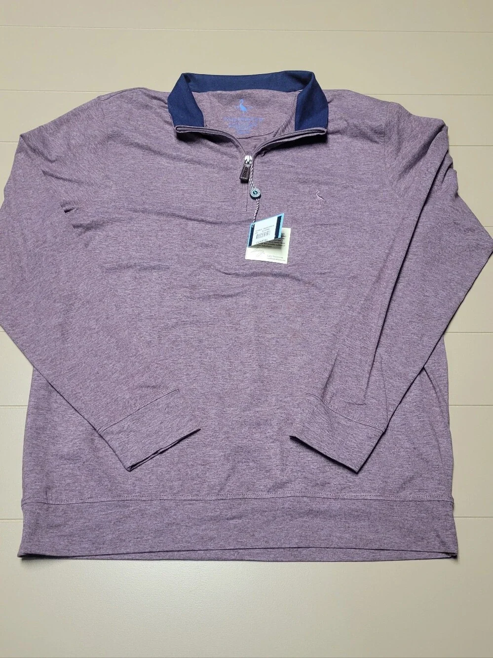 Tailorbyrd Men's Heathered Mauve Quarter-Zip with Navy Collar